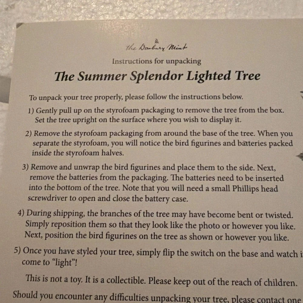 Danbury Mint Summer Splendor Lighted‎ Tree With Birds
